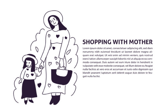Shopping Style Mom and Kids: Graphics & Illustrations