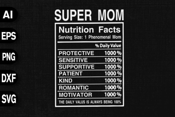Super Mom Nutrition Facts: Graphics for T-Shirt Designs